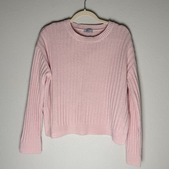 RAILS Joelle Rib Wool & Cashmere Sweater in Petal Melange Pink Size Small - Picture 2 of 9